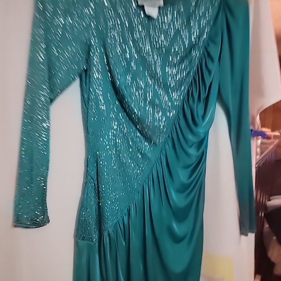 New Leaf by Samir Vintage Party Prom Formal Dress Size 11/12 Padded Shoulders - Picture 5 of 6